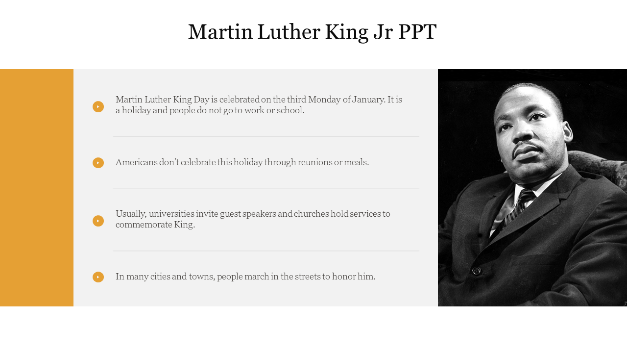 Effective Martin Luther King Jr PPT Presentation Slide